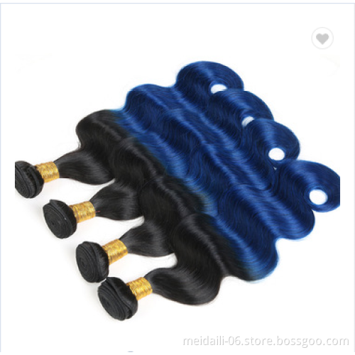 factory price 8a grade virgin brazilian hair 1b blue ombre body wave human hair bundles